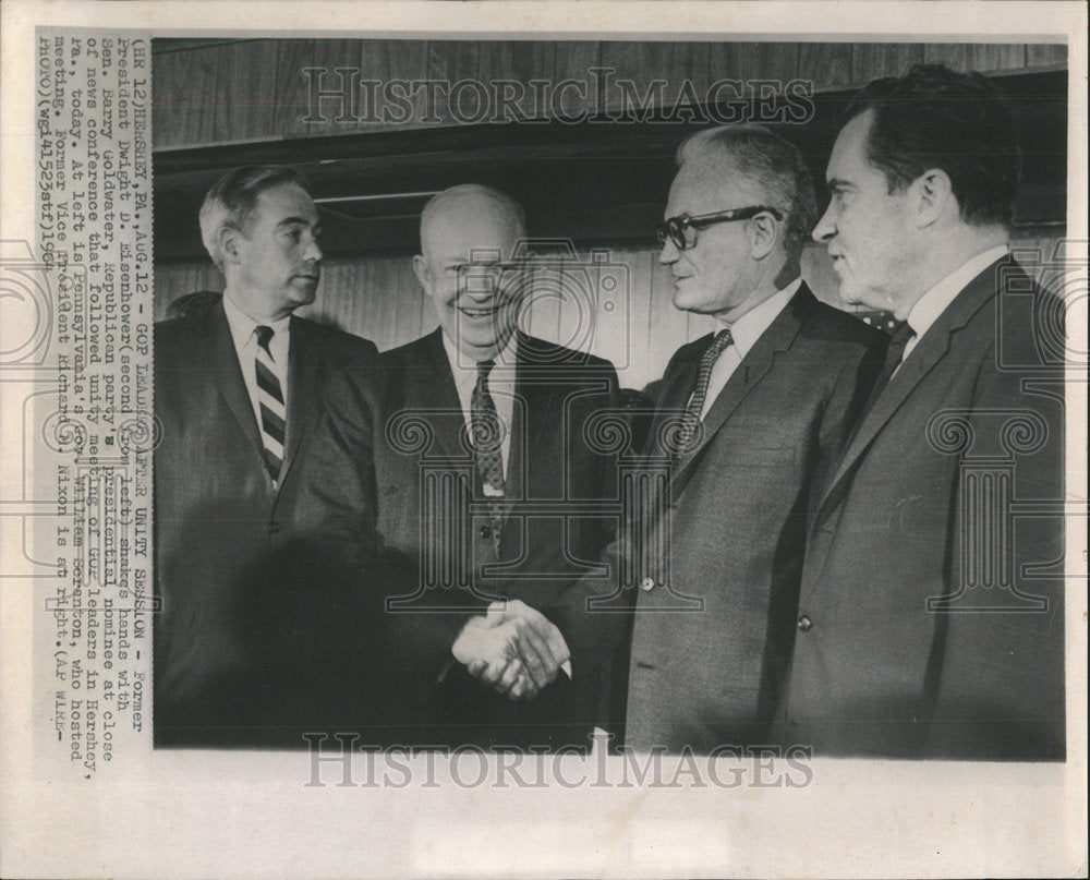 1964 Press Photo Former President Dwight Eisenhower Barry Goldwater GOP Leader - Historic Images