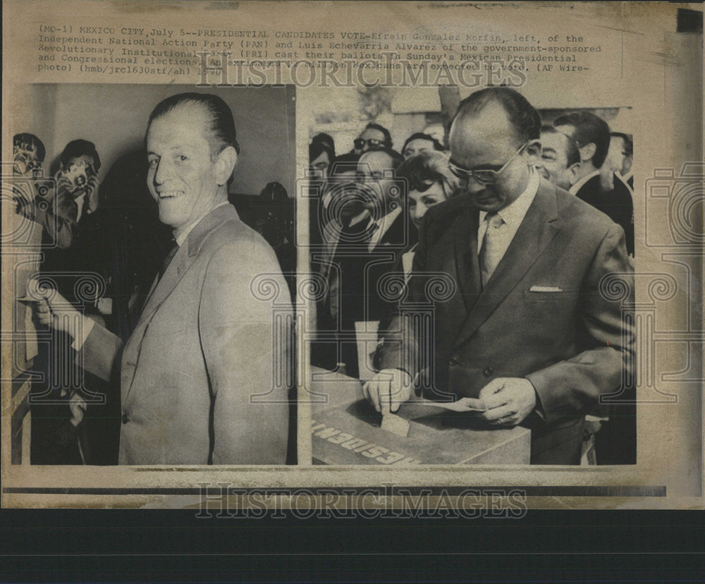 1970 Press Photo Leaders of PAN and PRI casting their votes in Mexican election. - Historic Images