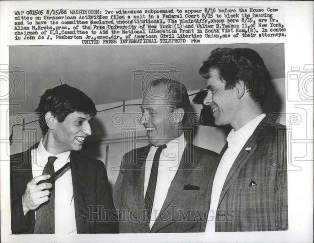 1966 Press Photo House committee Un American activity Federal court Walter - Historic Images