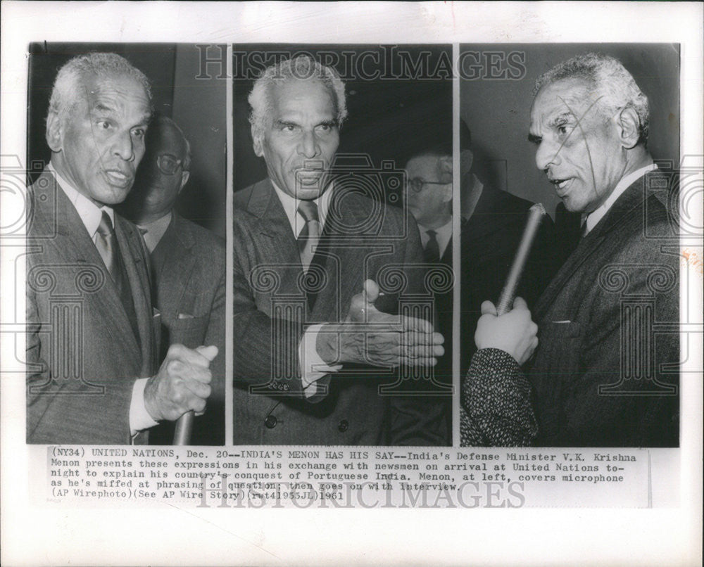 1961 Press Photo Krishna Menon Presents Expression In Exchange With Newsmen - Historic Images