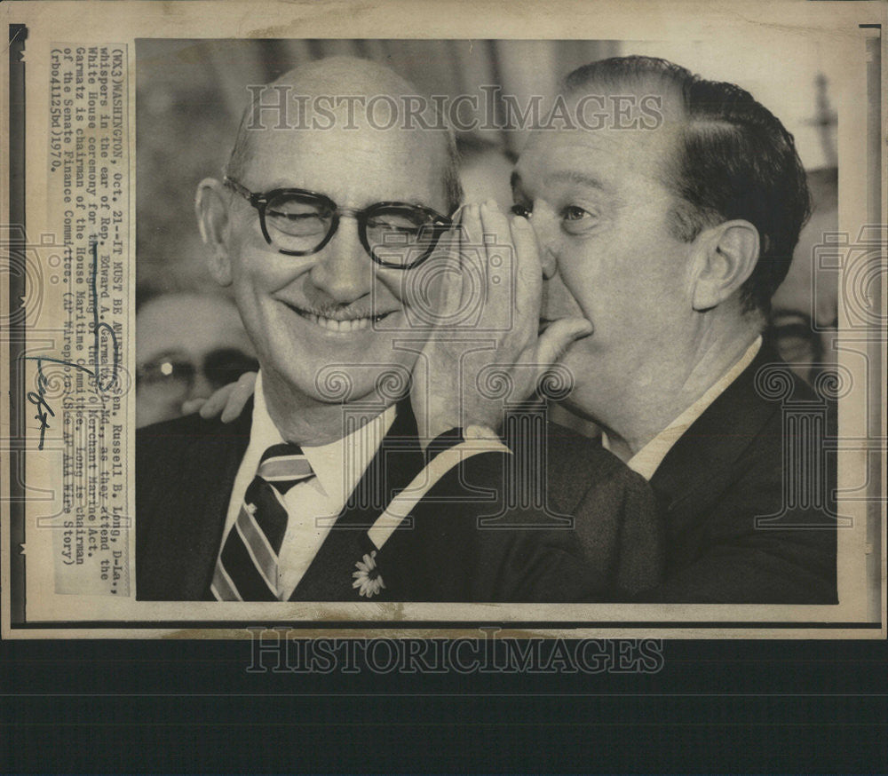 1970 Press Photo Sen Russell B Long Edward A Garmatz Merchant Marine Ac - Historic Images