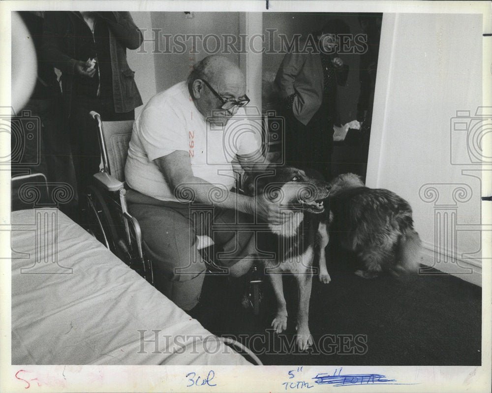 1983 Press Photo David Friedman apartment dogs Rivets Cookie lower legs diabetes - Historic Images