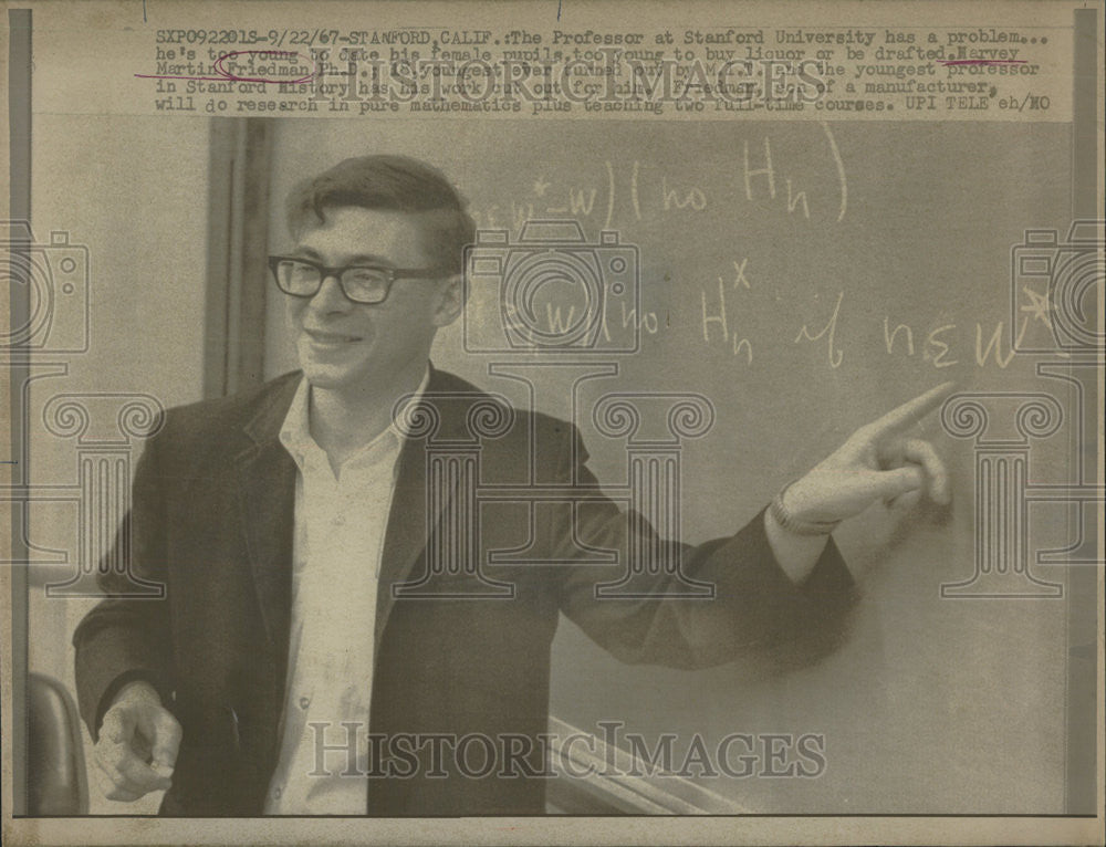 1967 Press Photo Stanford University Harvey Martin Friedman - Historic Images