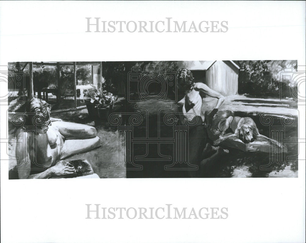 1985 Press Photo Eric Fischl has This Mother/Daughter Collection of Elliott - Historic Images