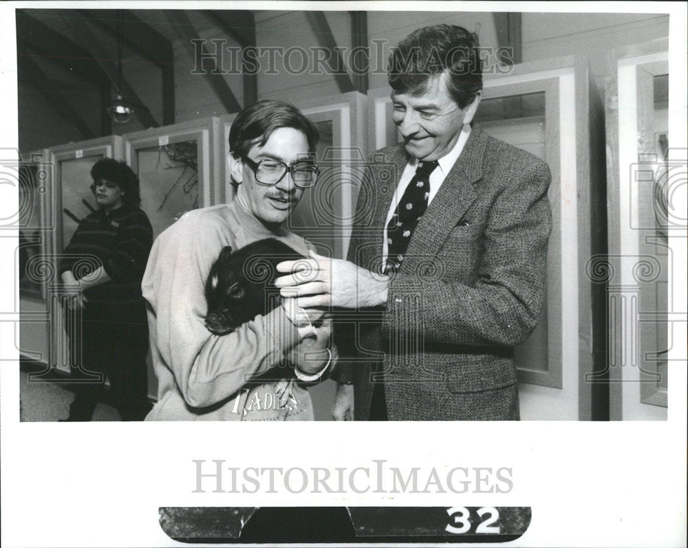 1991 Press Photo joe Moncek Dr Lester Fisher Lincoln Park Zoo director Oliver - Historic Images