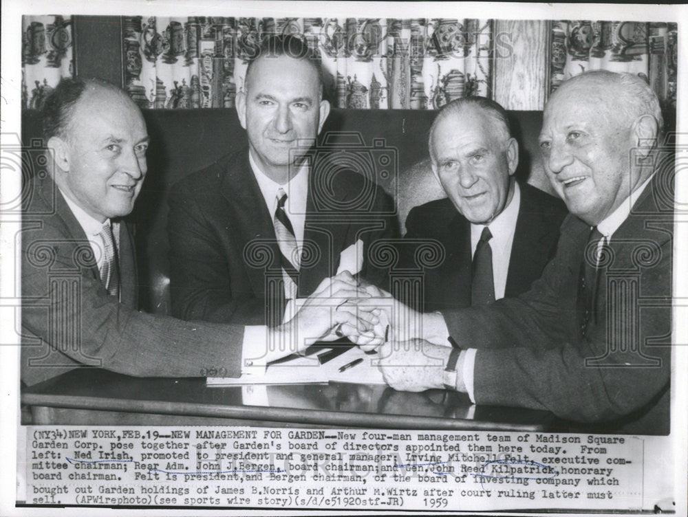 1959 Press Photo New Four-Man Management Team of Madison Square Garden - Historic Images