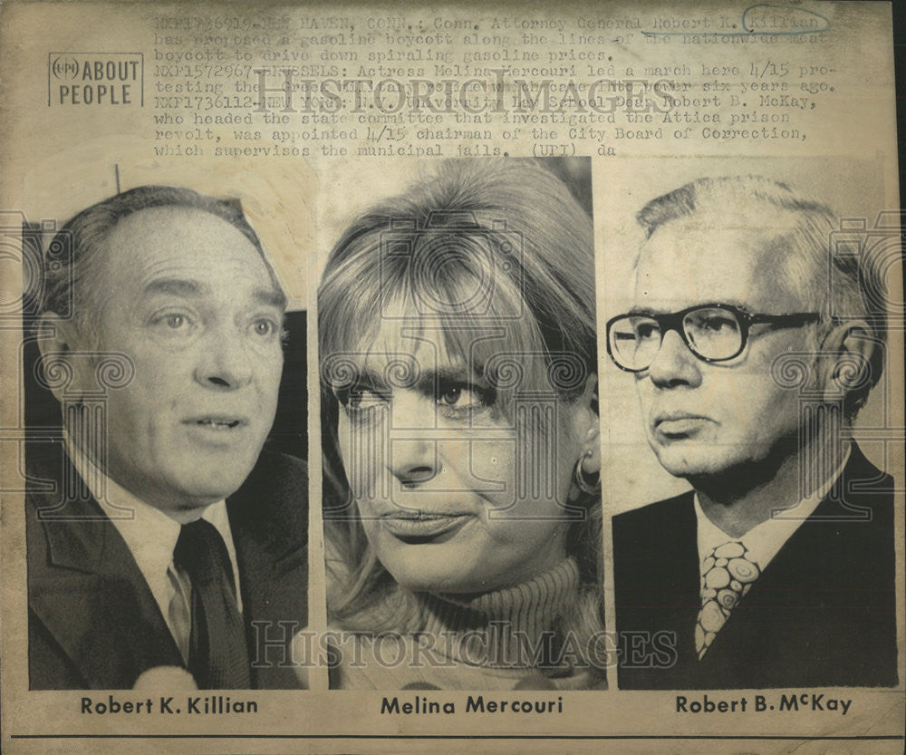 1973 Press Photo Robert K Killian,Melina Mercouri,actress,Robert B McKay - Historic Images