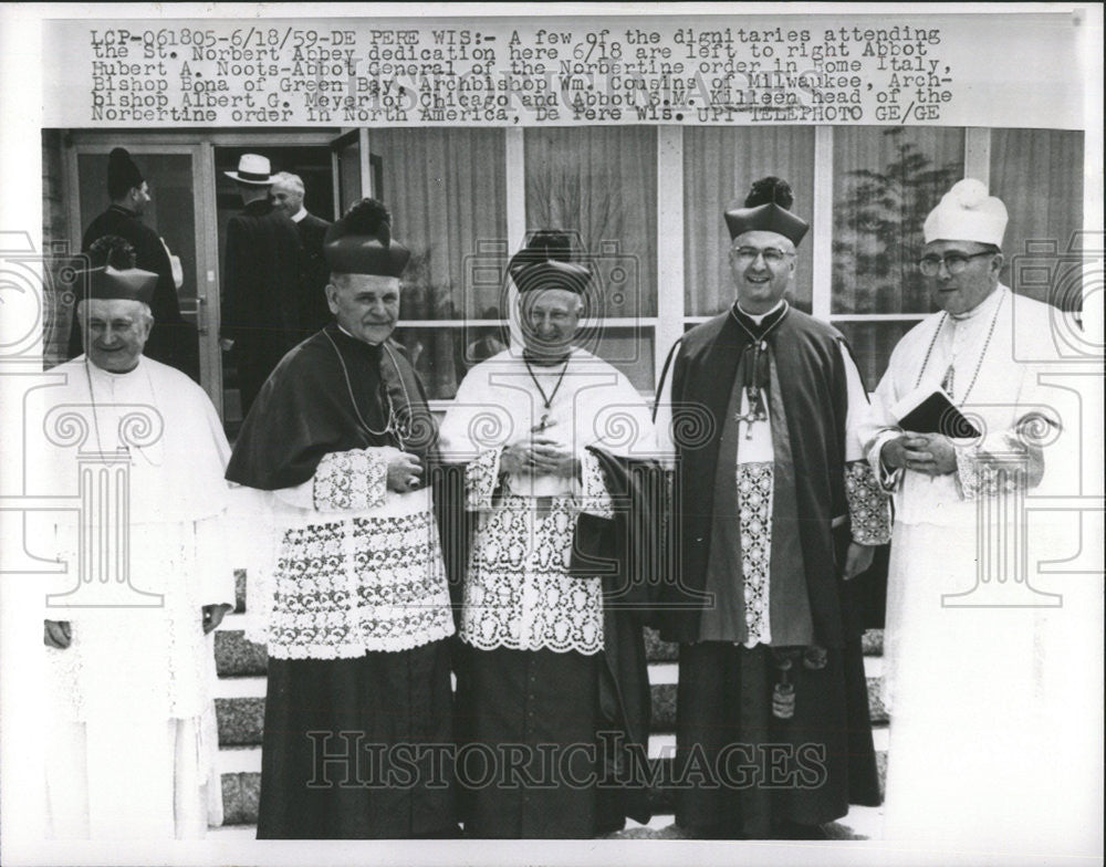 1959 Press Photo Dignitaries Attending St Norbert Abbey Dedication Are Noots - Historic Images