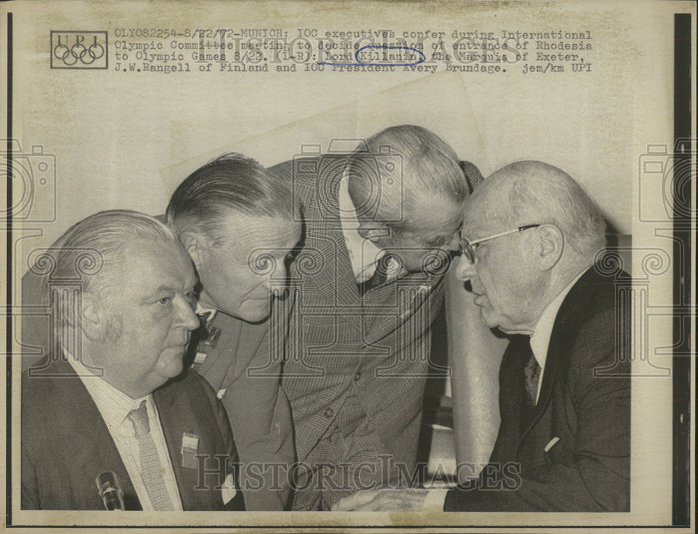 1972 Press Photo IOC Committee Lord Killanin J.W. Rangell Avery Brundage Olympic - Historic Images