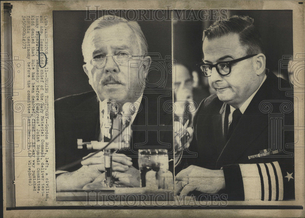 1973 Press Photo Gordon Rule Civil Administrator Issac Kidd chief Navy ...