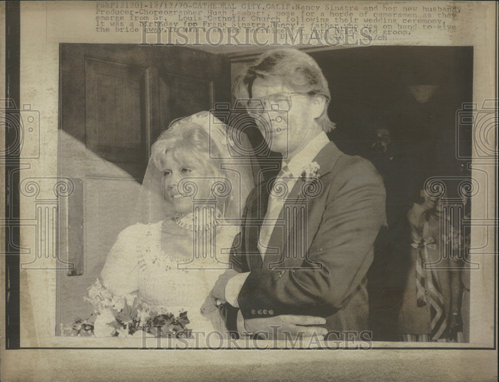 1970 Press Photo Nancy Sinatra and Hugh Lambert Wedding Photo - Historic Images