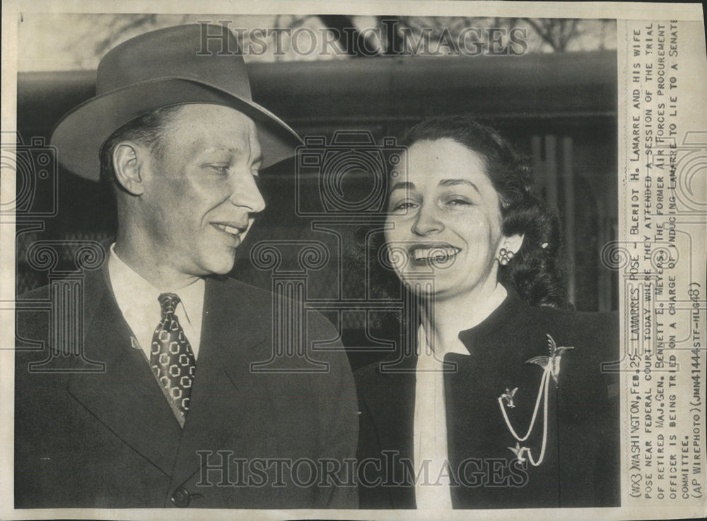 1948 Press Photo Bleriot H. Lamarre &amp; Wife - Historic Images