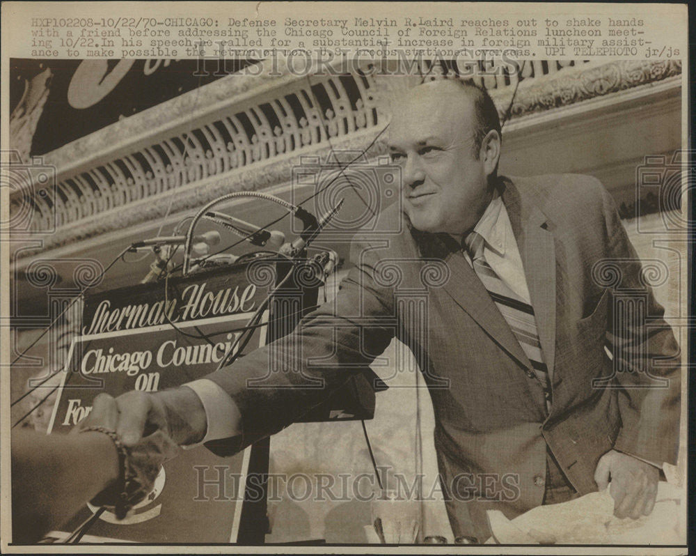 1970 Press Photo Defense Secretary Melvin Laird Chicago Council Foreign Relation - Historic Images