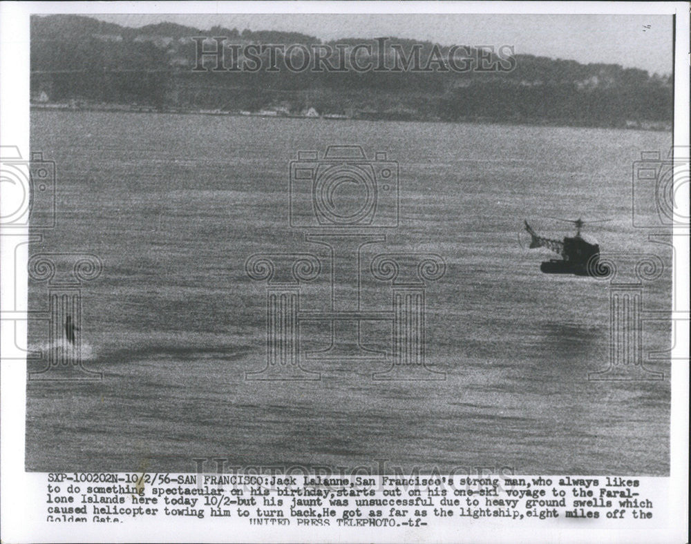 1956 Press Photo Jack Lalanne San Francisco Faral Island - Historic Images