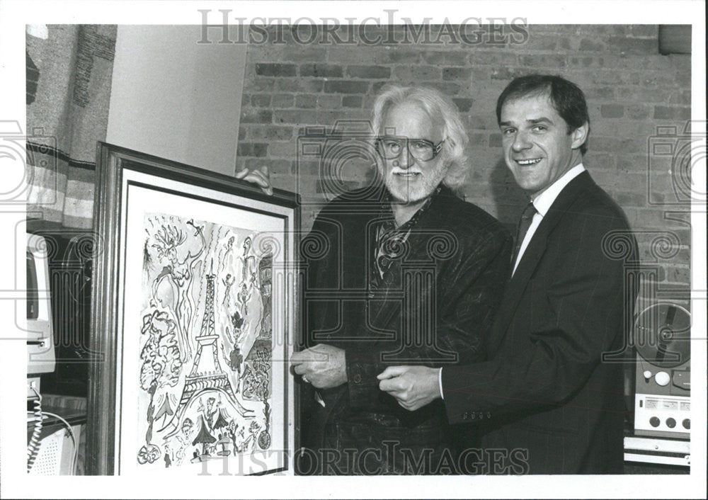 1990 Press Photo Artist Matt Lamb Discuss His Painting with Daniel Olivier - Historic Images