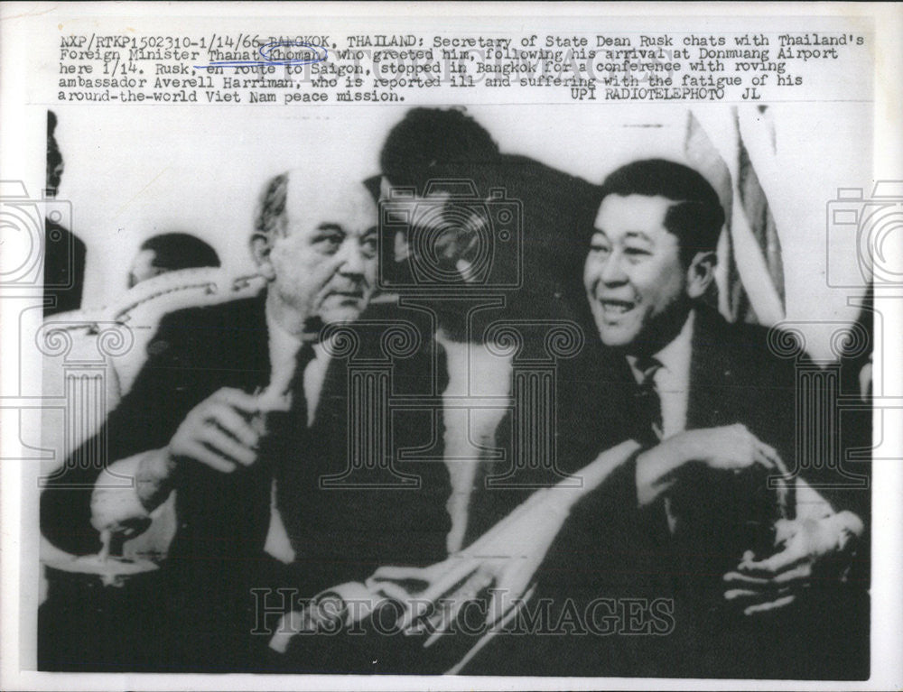 1966 Press Photo Secretary Of State Dean Rusk Chats With Thailands Thanat Khoman - Historic Images