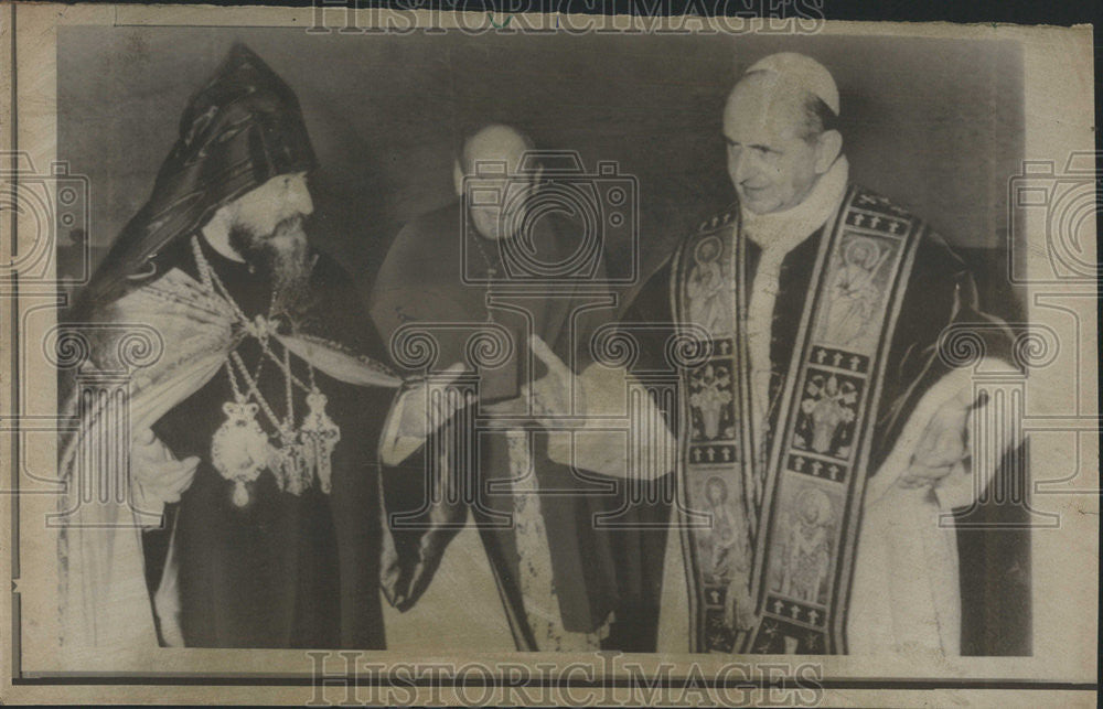 1967 Press Photo Pope Paul VI Catholicos Knoren Armenian Orthodox Sistine Chapel - Historic Images