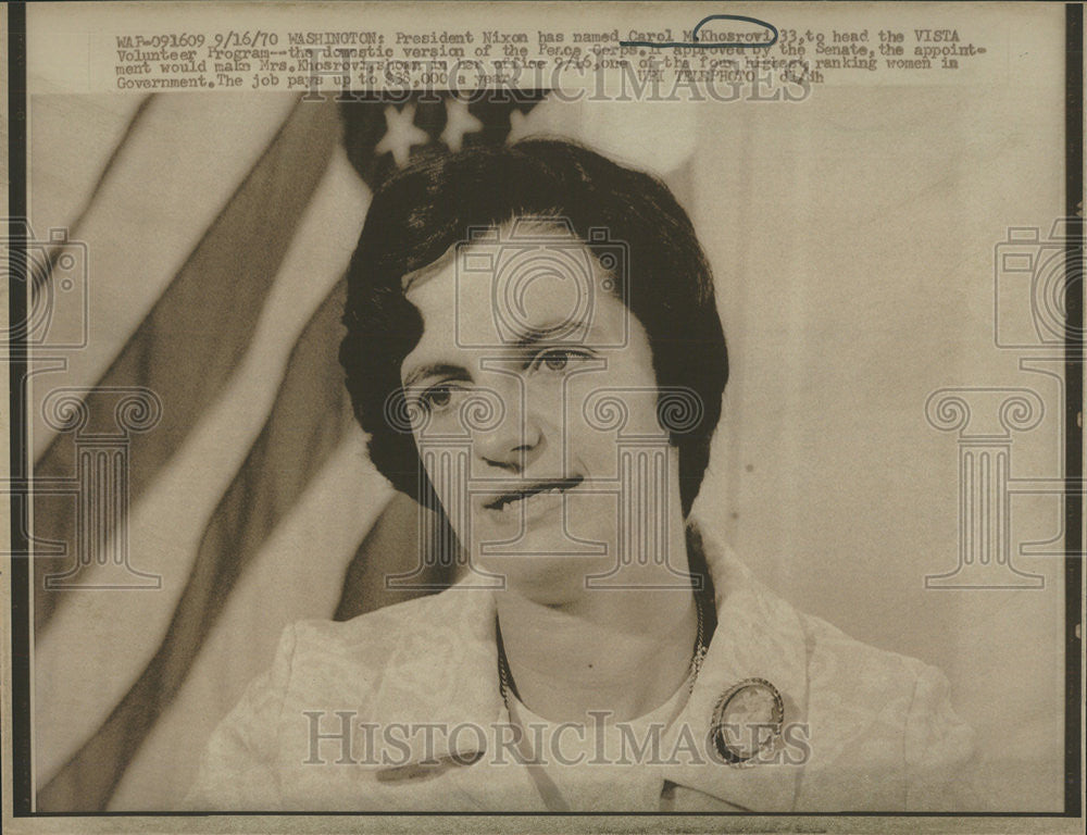 1970 Press Photo Carol M. Khosrovi, Vista Volunteer Program - Historic Images