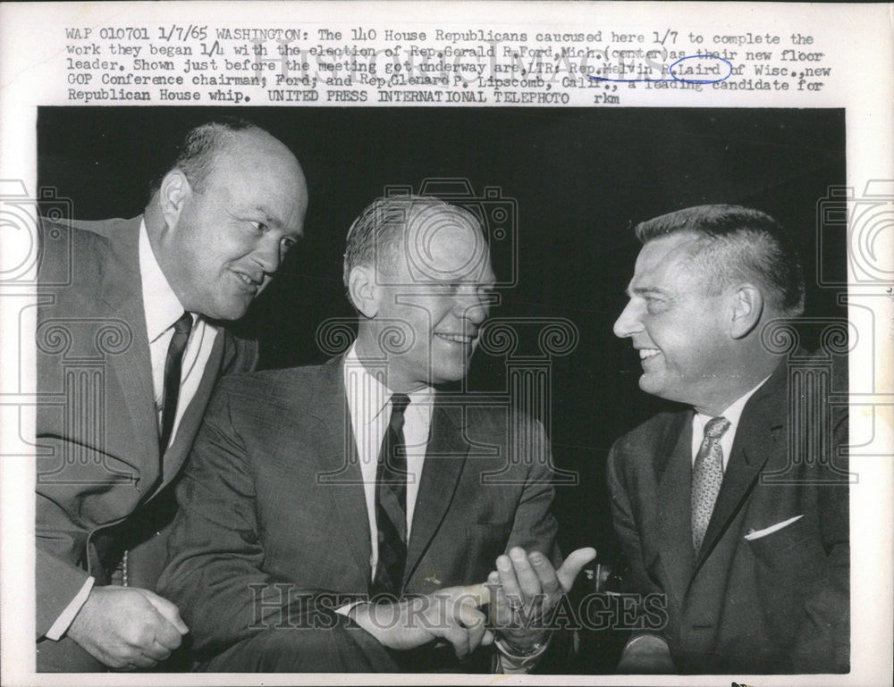 1965 Press Photo Rep. Melvin Laird Wisconsin Gerald Ford Glenard Lipscomb - Historic Images