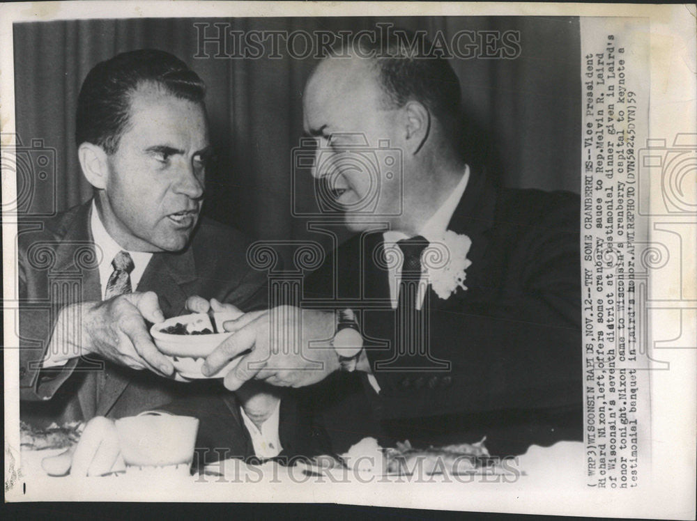 1959 Press Photo Vice President Richard Nixon and Rep. Melvin Laird at testimoni - Historic Images