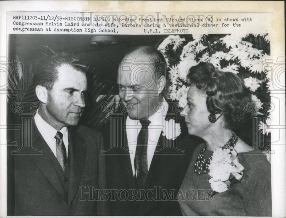 1959 Press Photo Wisconsin RapidsPresident Richard Nixon Melvin Laird - Historic Images