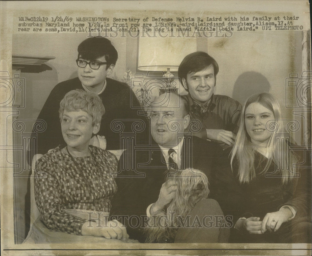 1969 Press Photo Secretary Defense Melvin Laird Family Wife Alison David John - Historic Images