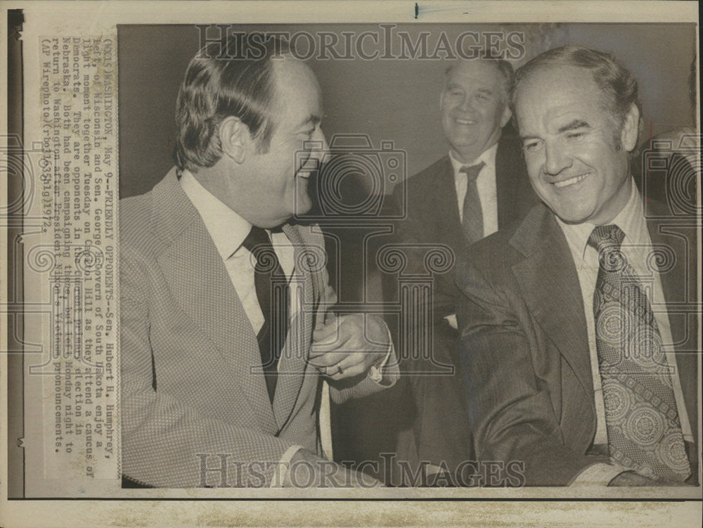 1972 Press Photo Hubert H. Humphrey and George McGovern on Capitol Hill - Historic Images