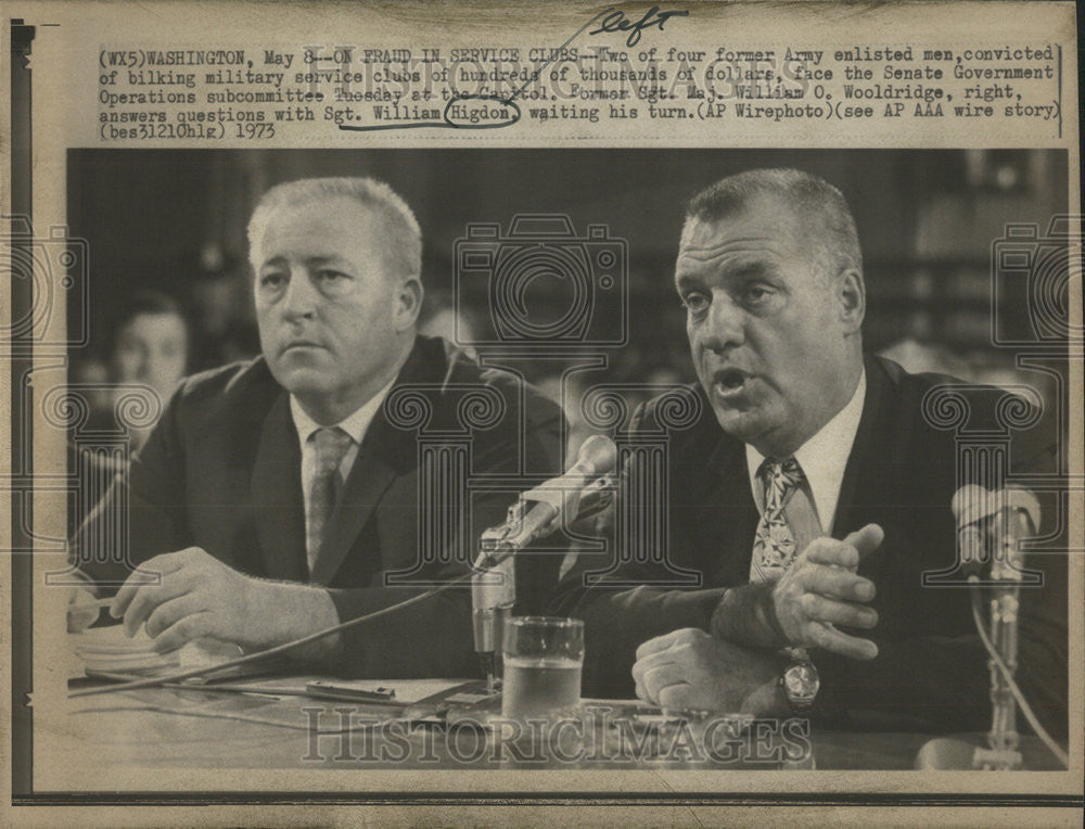 1973 Press Photo Sgt. Maj. Woolridge Higdon face Senate Government Operations - Historic Images