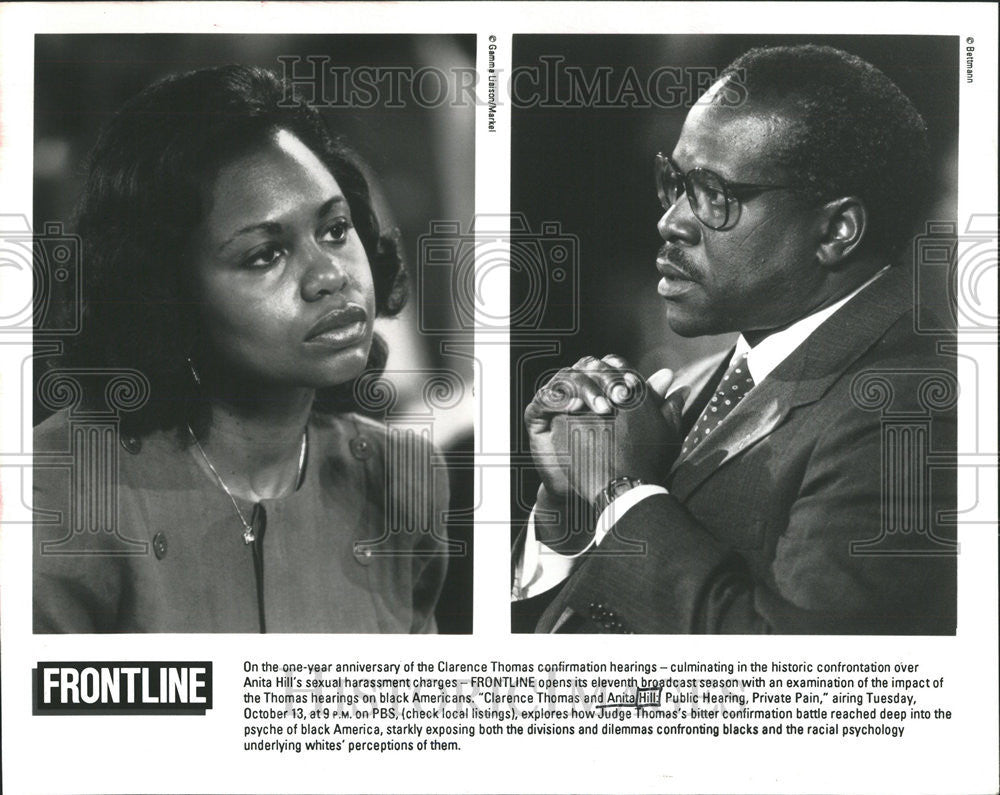 1993 Press Photo Frontline the Clarence Thomas Confirmation Hearings. - Historic Images