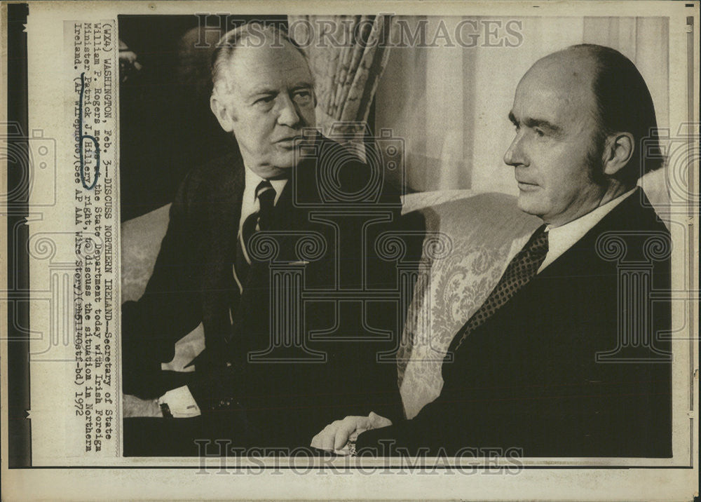 1972 Press Photo Secretary State William Rogers Irish Foreign Minister Hillery - Historic Images