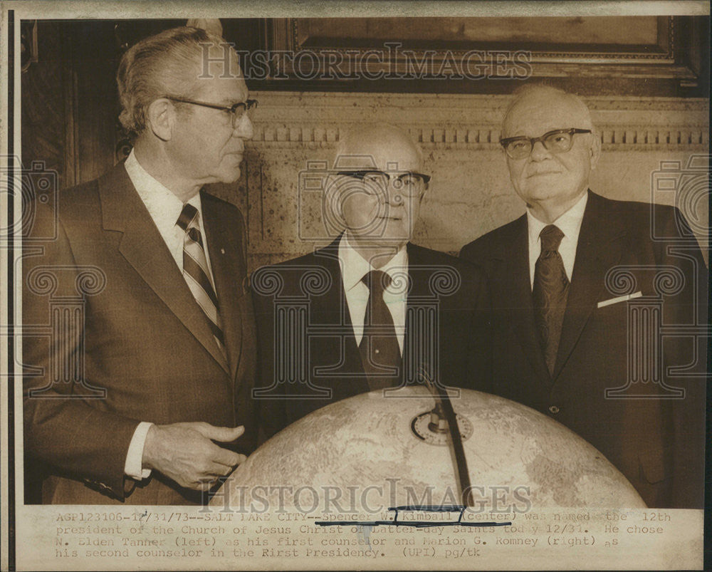 1973 Press Photo Spencer Kimball President Church Jesus Christ Latter day Saints - Historic Images