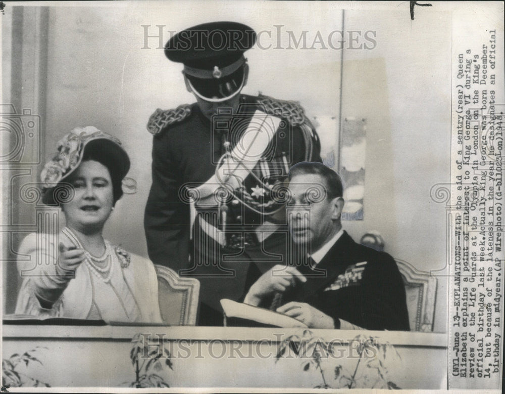 1948 Press Photo King George VI And Queen Elizabeth At Review Of The Life Guards - Historic Images