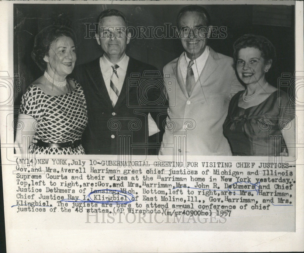 1957 Press Photo Kliengbiel Michigan Supreme Court Averell Harriman Justice - Historic Images