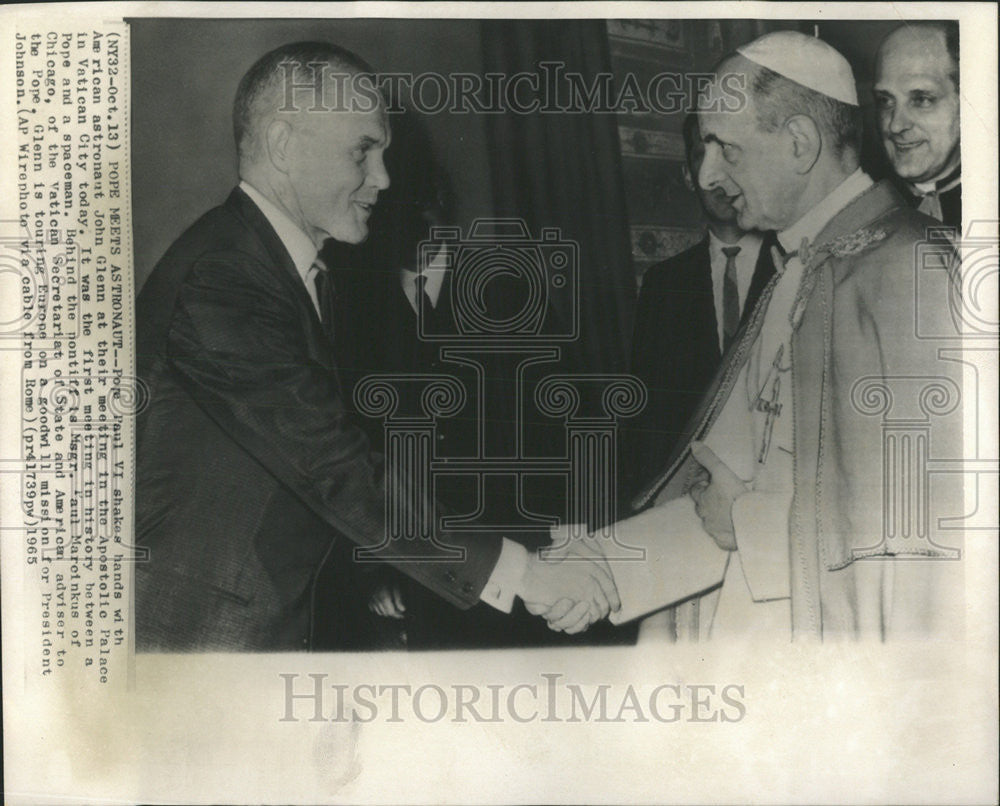 1965 Press Photo John Glenn Pope Paul VI American Astronaut Vatican City - Historic Images