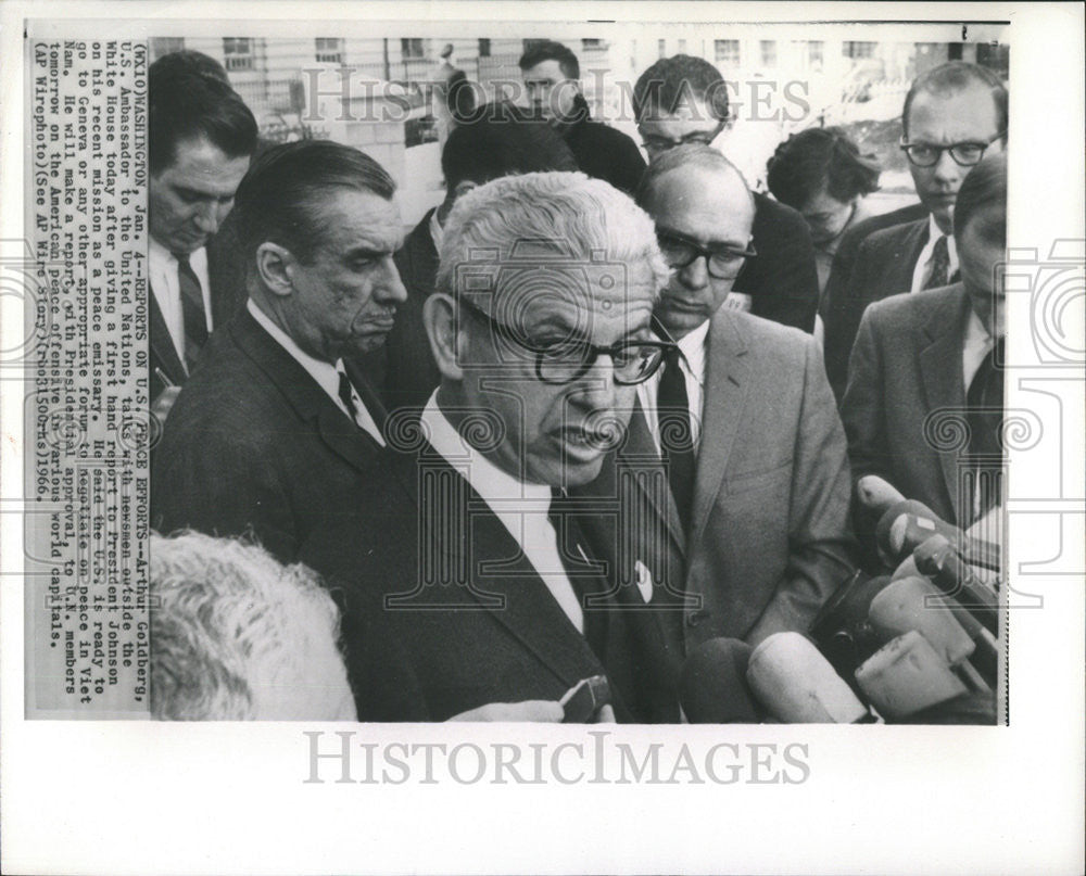 1966 Press Photo Arthur Goldberg Johnson Geneva American United Nation White - Historic Images