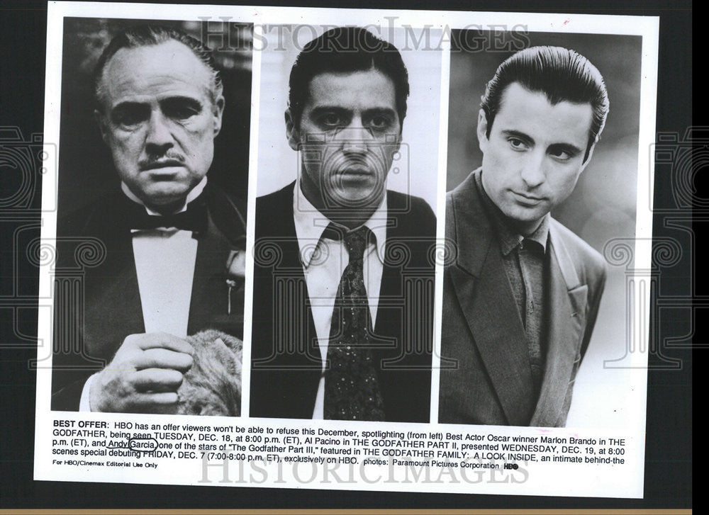 1991 Press Photo HBO Best  Actor Oscar winner Marion Brand Godfather - Historic Images