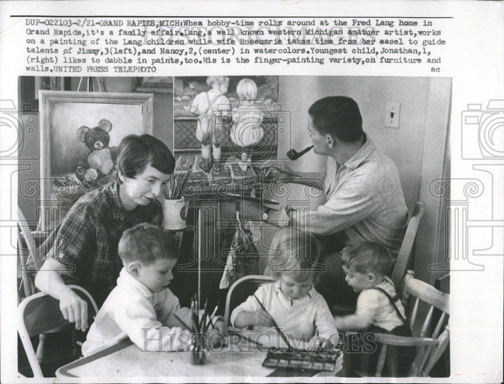 1958 Press Photo Fred Lang Home Grand Rapid Michigan Jimmy Nancy - Historic Images