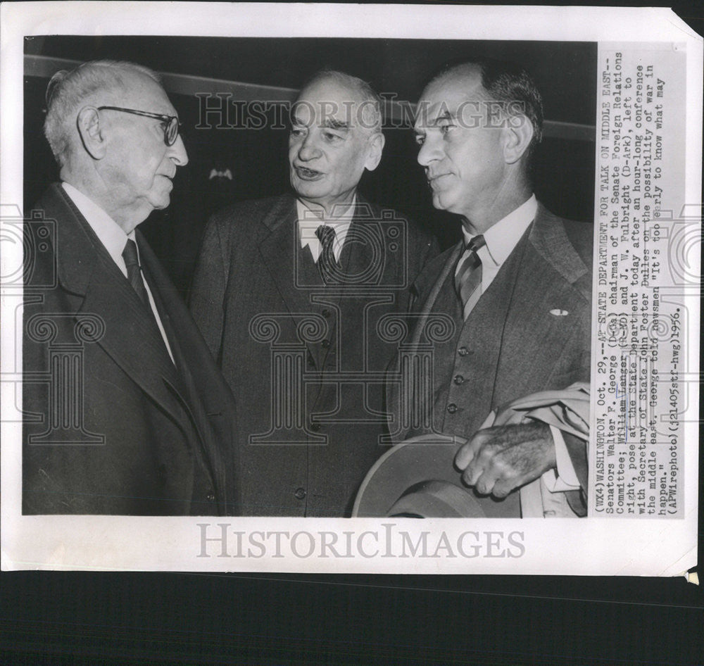 1956 Press Photo Senator Walter George Chairman Foreign Committee William Snap - Historic Images