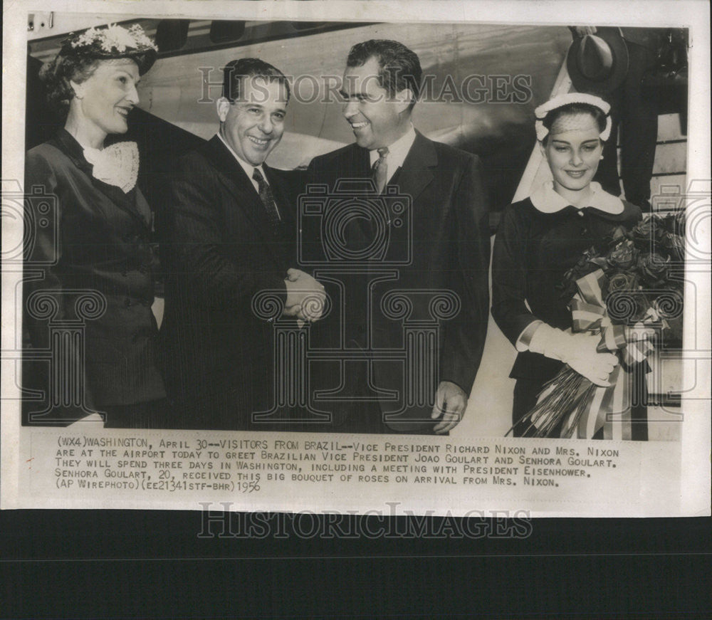 1956 Press Photo Mr. &amp; Mrs. Richard Nixon &amp; President &amp; Mrs. Goulart - Historic Images