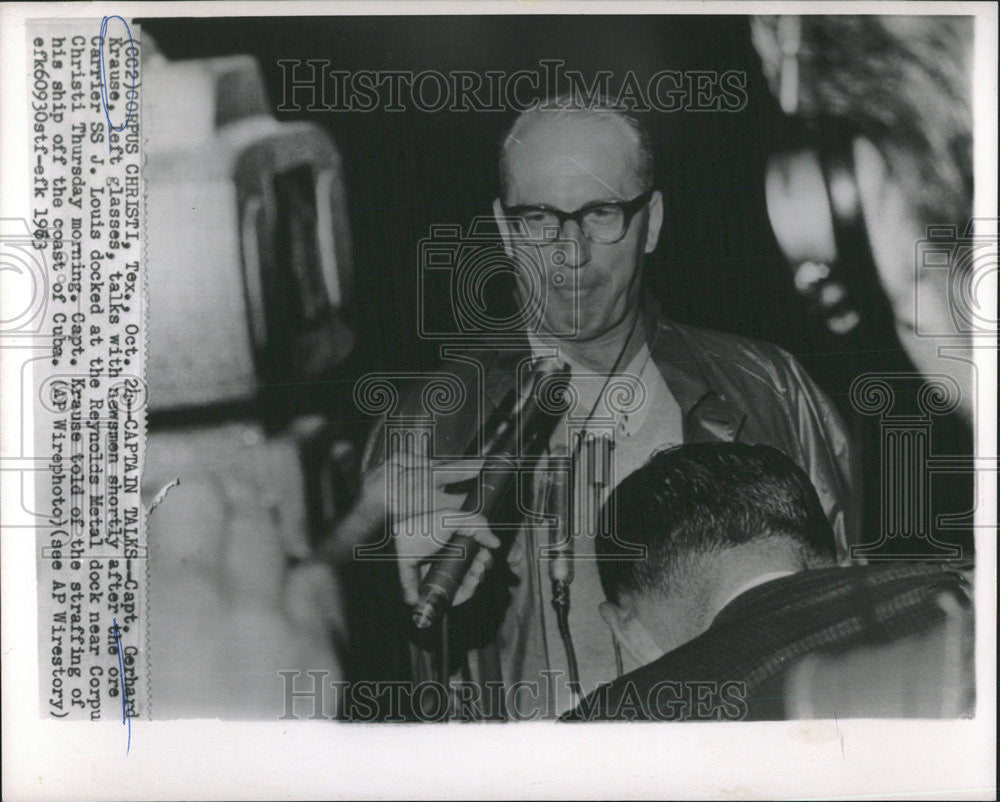 1963 Press Photo Captain Gerhard Krause/Carrier SS J. Louis/Cuba - Historic Images