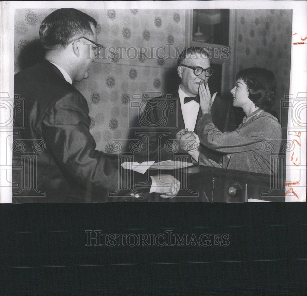 1956 Press Photo Talk Show Host Dave Garroway Wedding Pamela DeCorninck New York - Historic Images