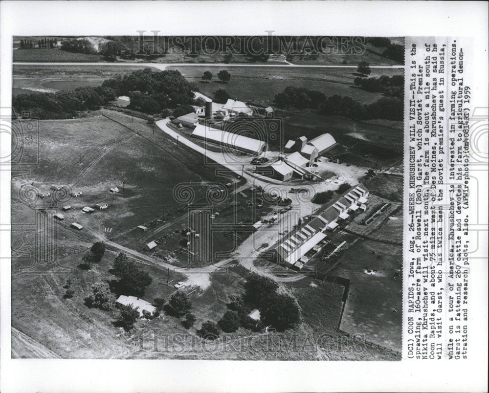 1959 Press Photo Khrushchev Sprawling Grast Soviet Primer  Roswell Des monies - Historic Images