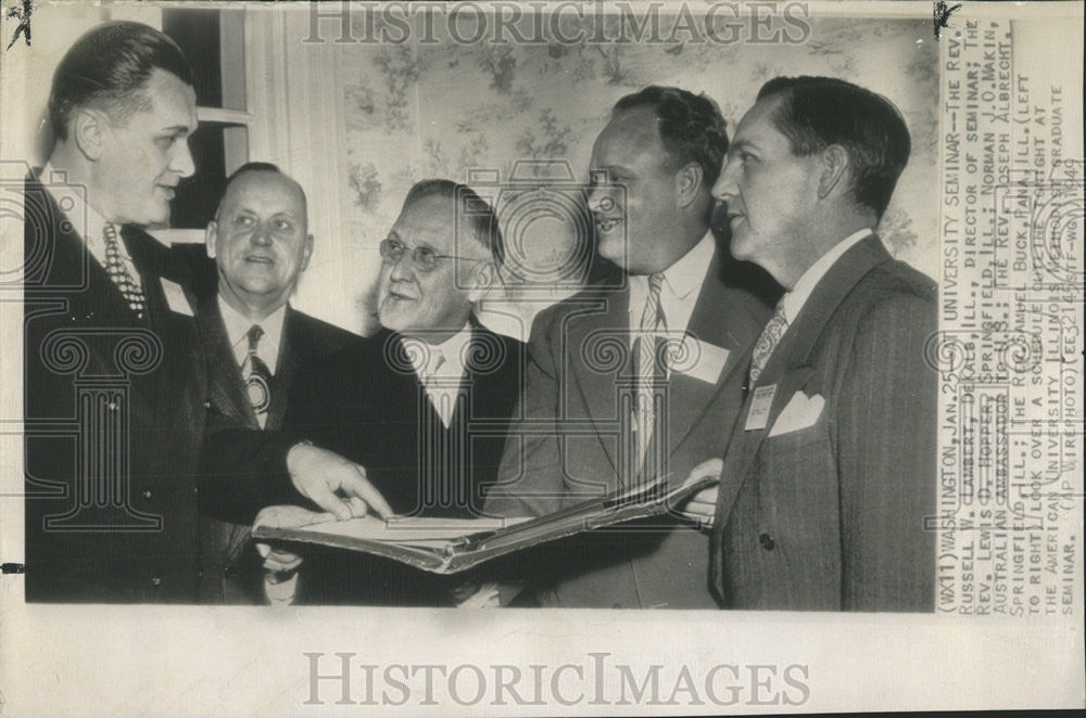 1949 Press Photo Russel Lambert DeKalb Lewis Hopper Springfield Ill Semianr - Historic Images