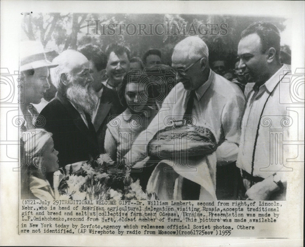 1955 Press Photo Lincoln Nebr William Lambert  Russia American Agricultural - Historic Images