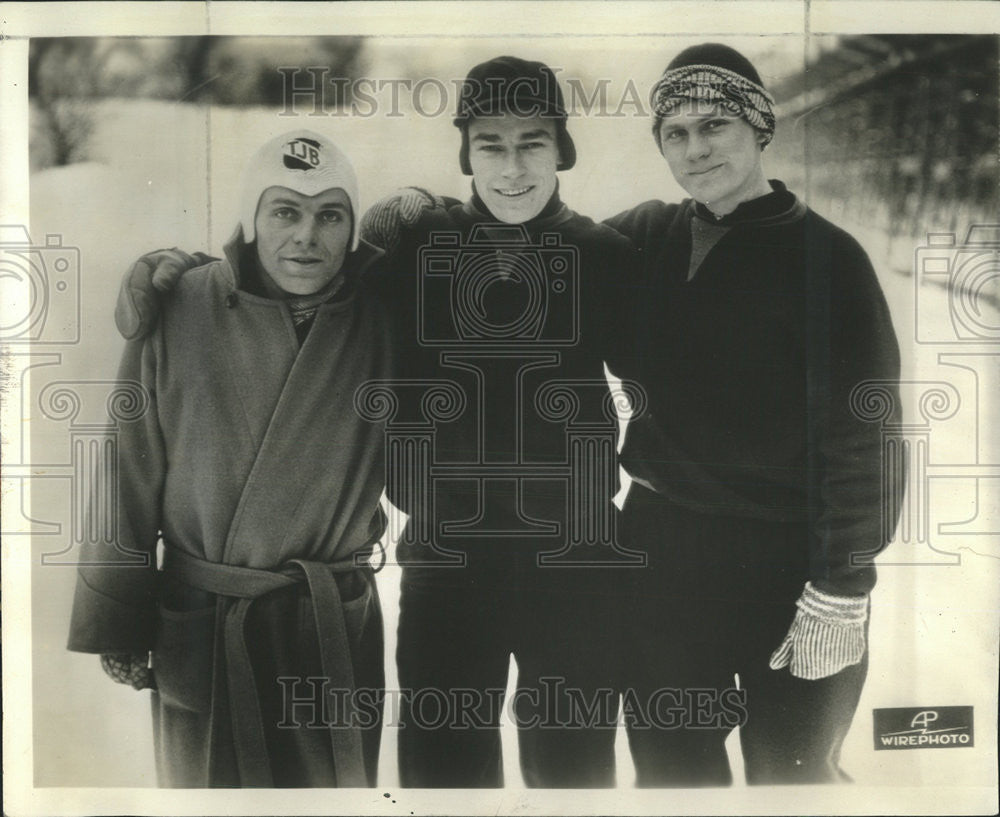 1935 Press Photo Olympic Skaters Eddie Schroeder Delbert Lamb Peterson - Historic Images