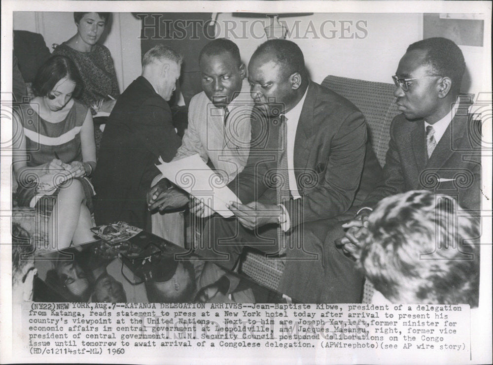 1960 Press Photo Katanga President Of Delegate Jean Baptiste Kibwe - Historic Images