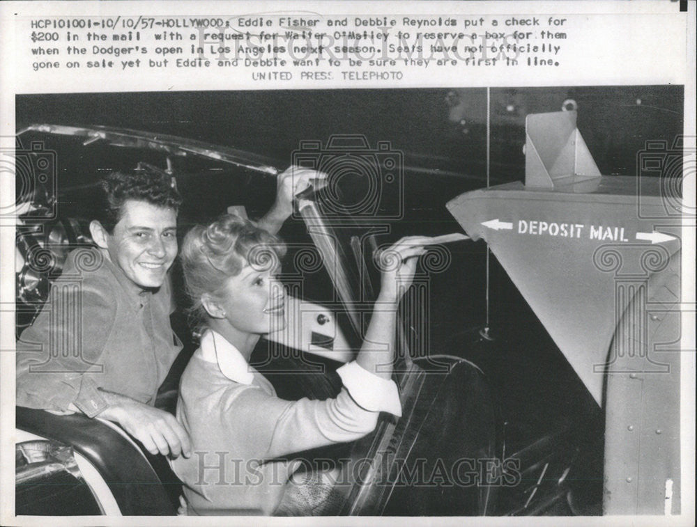 1957 Press Photo Actress Debbie Reynolds &amp; Singer Eddie Fisher - Historic Images