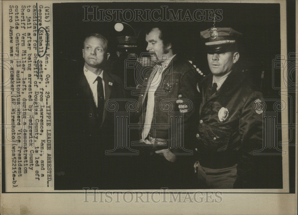 1970 Press Photo George Kimball, Yippie Leader Arrested - Historic Images