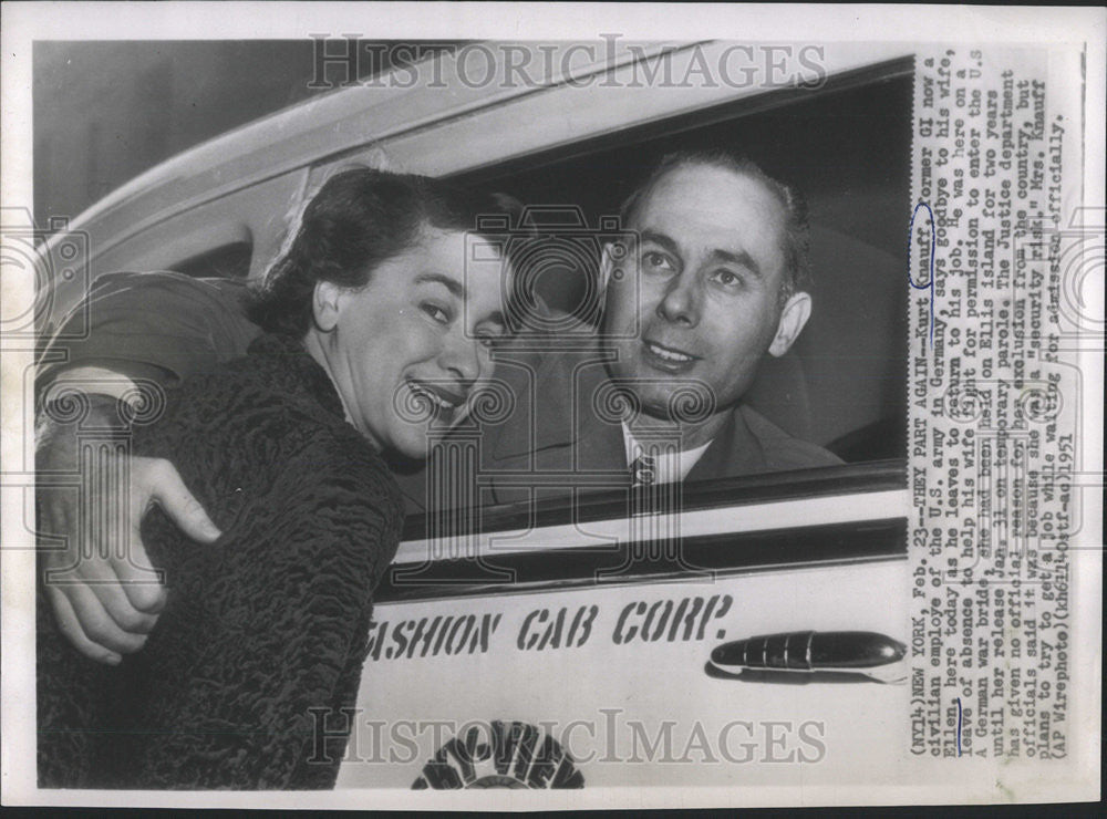 1951 Press Photo Kurt Knauff US Army Germany Ellen Wife - Historic Images