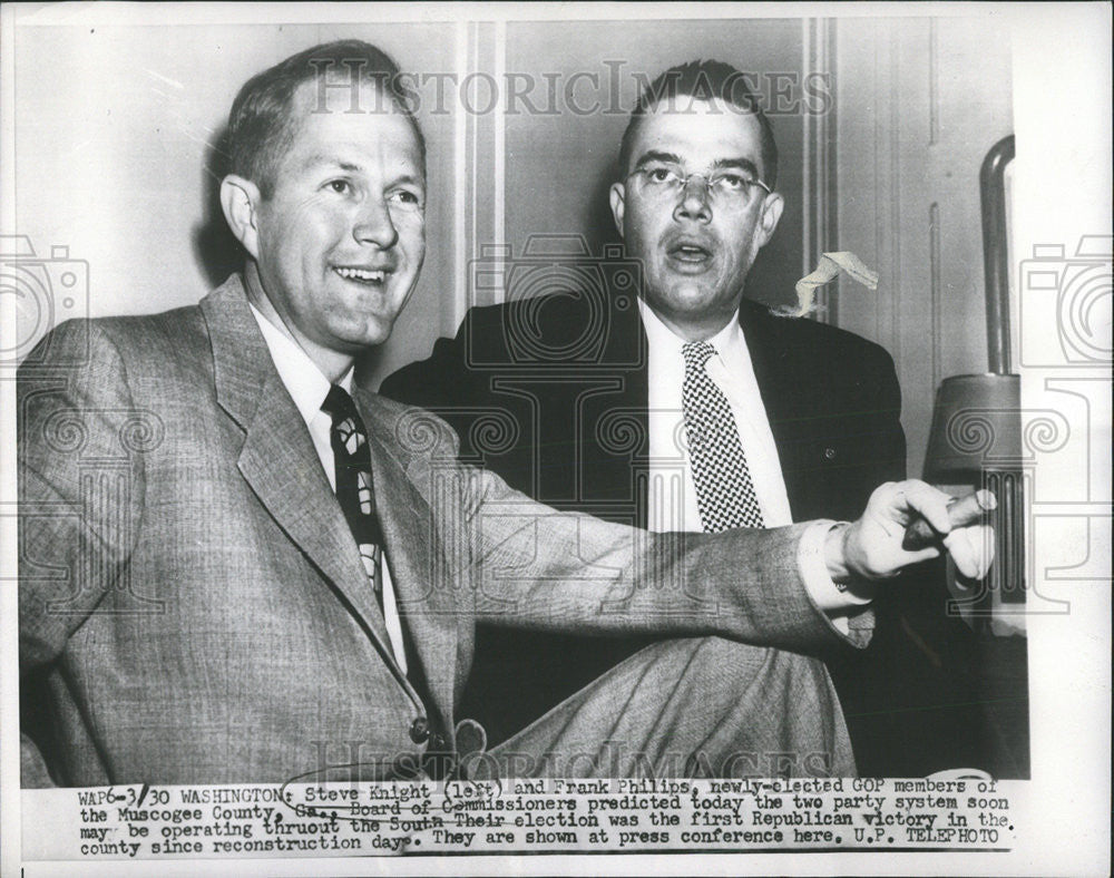 1930 Press Photo Steve Knight Frank Philips New Elect GOP Member Muscogee County - Historic Images